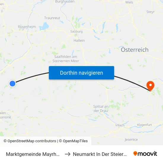 Marktgemeinde Mayrhofen to Neumarkt In Der Steiermark map