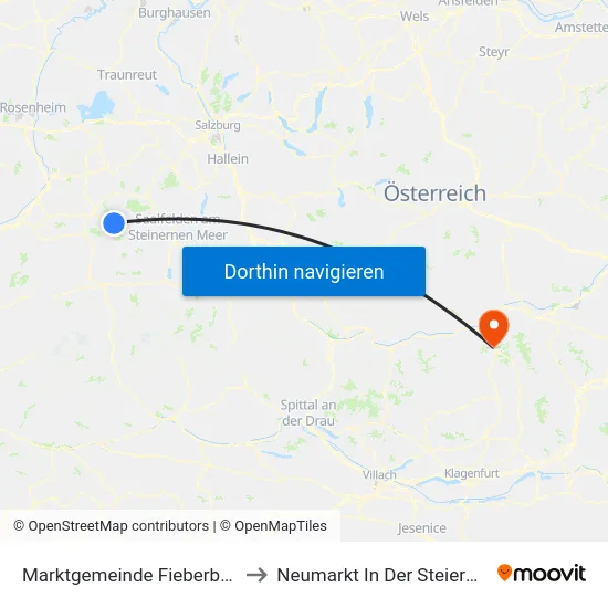 Marktgemeinde Fieberbrunn to Neumarkt In Der Steiermark map