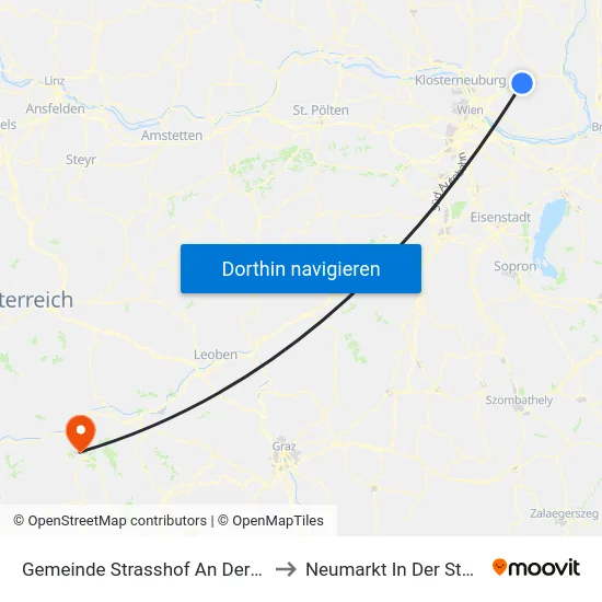 Gemeinde Strasshof An Der Nordbahn to Neumarkt In Der Steiermark map