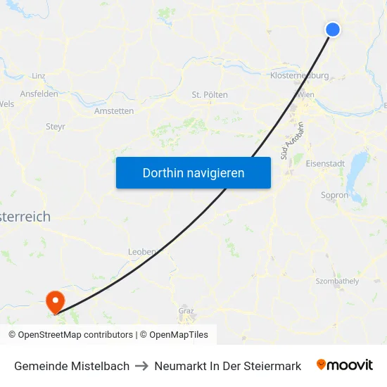 Gemeinde Mistelbach to Neumarkt In Der Steiermark map