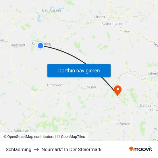 Schladming to Neumarkt In Der Steiermark map