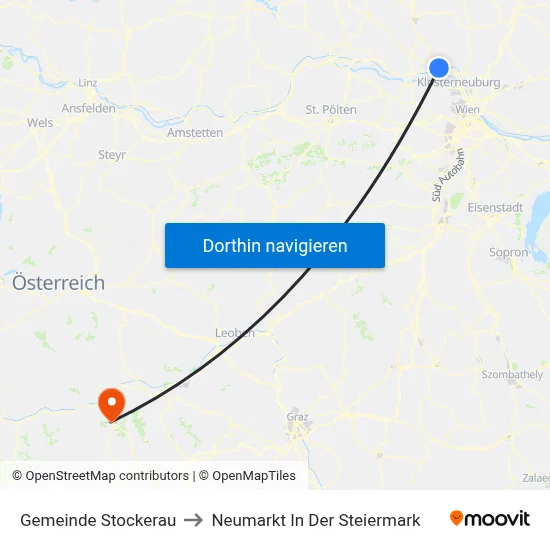 Gemeinde Stockerau to Neumarkt In Der Steiermark map