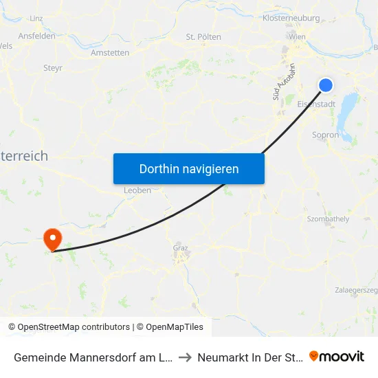Gemeinde Mannersdorf am Leithagebirge to Neumarkt In Der Steiermark map