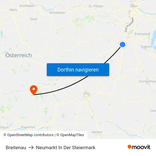 Breitenau to Neumarkt In Der Steiermark map