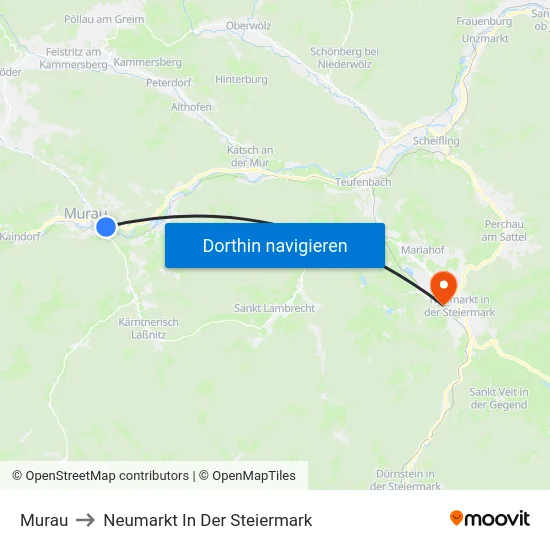 Murau to Neumarkt In Der Steiermark map