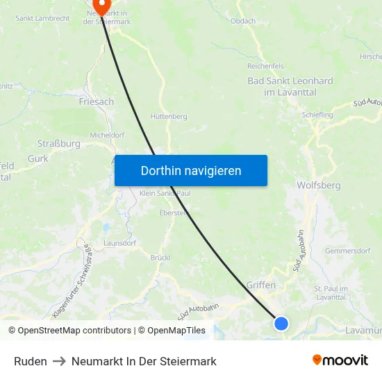 Ruden to Neumarkt In Der Steiermark map