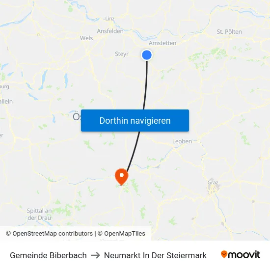 Gemeinde Biberbach to Neumarkt In Der Steiermark map