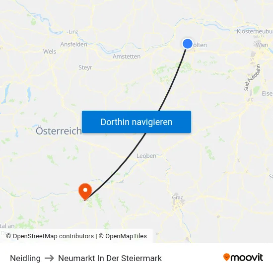 Neidling to Neumarkt In Der Steiermark map