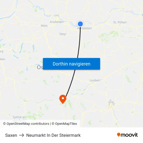 Saxen to Neumarkt In Der Steiermark map