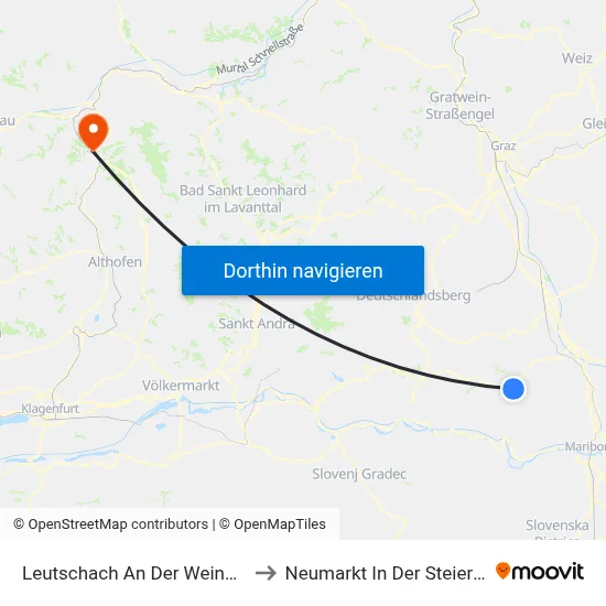 Leutschach An Der Weinstraße to Neumarkt In Der Steiermark map