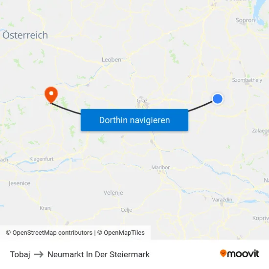 Tobaj to Neumarkt In Der Steiermark map