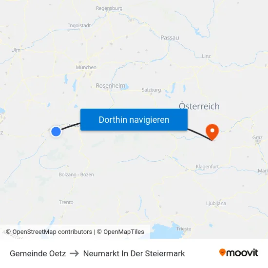 Gemeinde Oetz to Neumarkt In Der Steiermark map