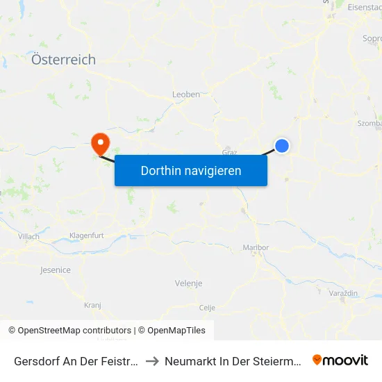 Gersdorf An Der Feistritz to Neumarkt In Der Steiermark map