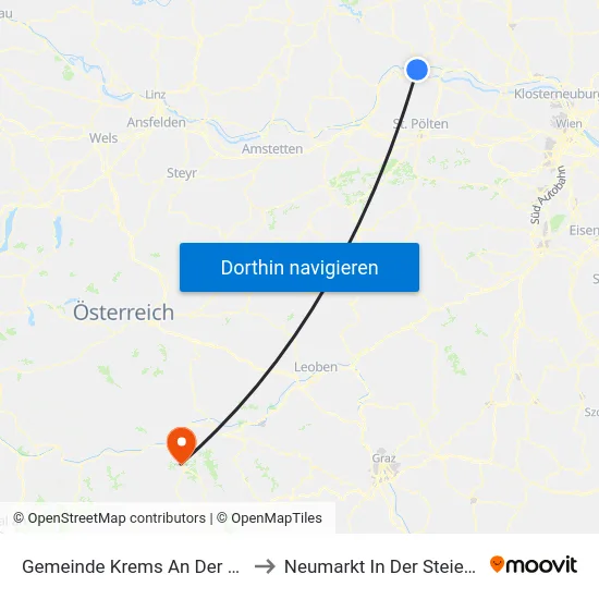 Gemeinde Krems An Der Donau to Neumarkt In Der Steiermark map