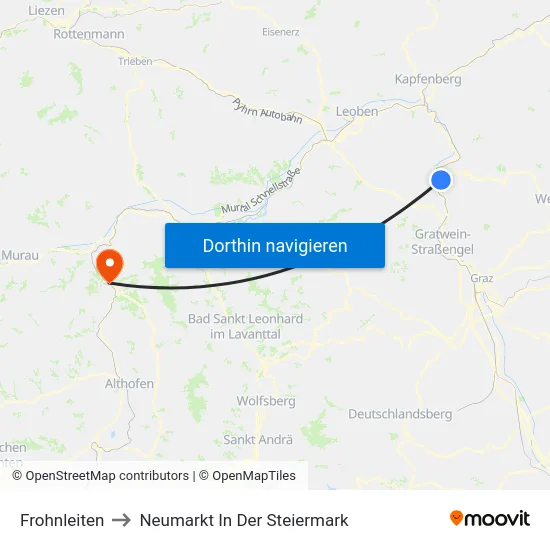 Frohnleiten to Neumarkt In Der Steiermark map