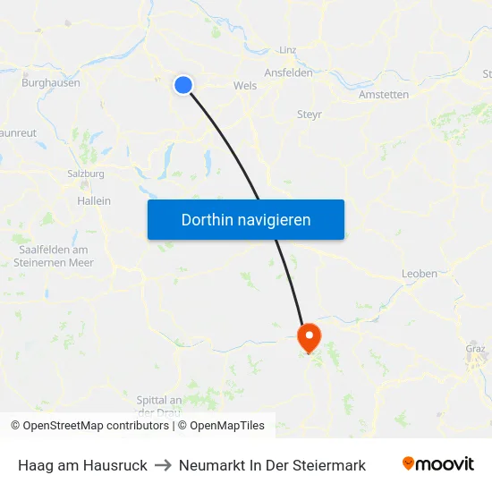 Haag am Hausruck to Neumarkt In Der Steiermark map