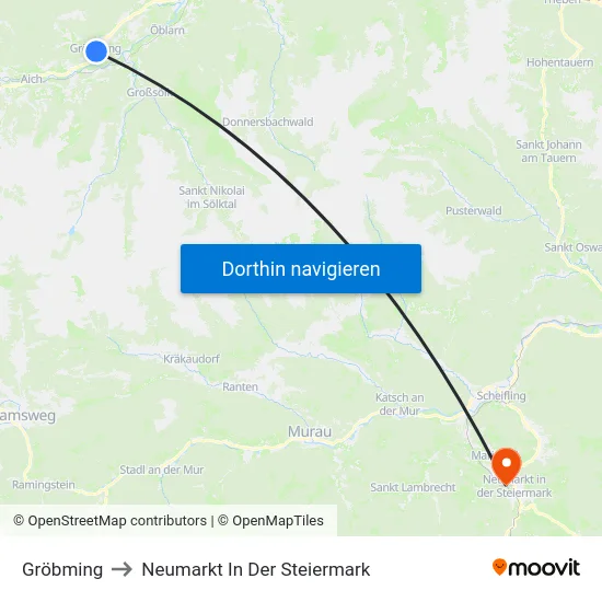 Gröbming to Neumarkt In Der Steiermark map