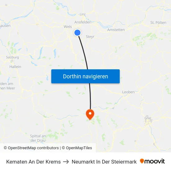 Kematen An Der Krems to Neumarkt In Der Steiermark map