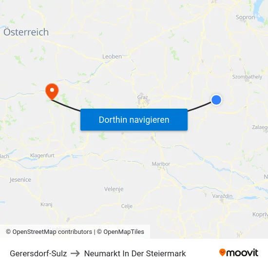 Gerersdorf-Sulz to Neumarkt In Der Steiermark map