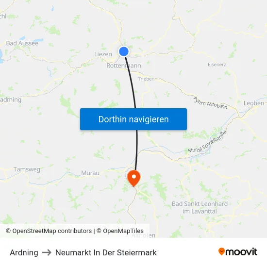 Ardning to Neumarkt In Der Steiermark map
