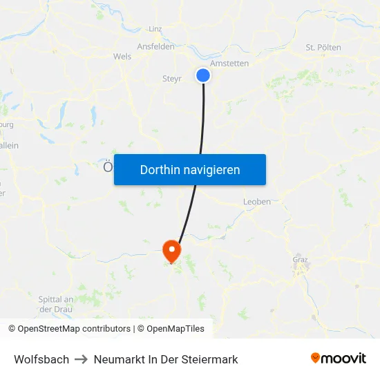 Wolfsbach to Neumarkt In Der Steiermark map