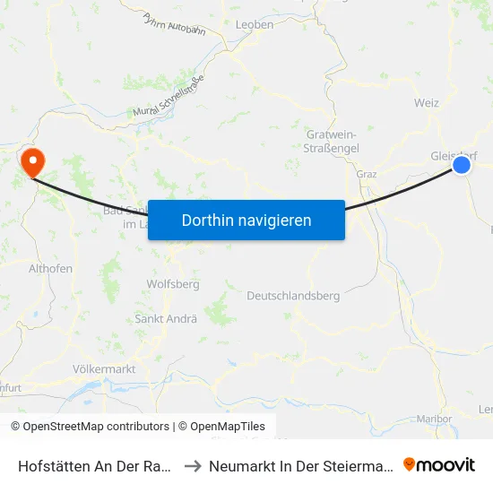 Hofstätten An Der Raab to Neumarkt In Der Steiermark map