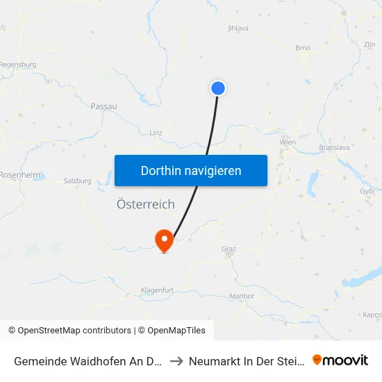Gemeinde Waidhofen An Der Thaya to Neumarkt In Der Steiermark map