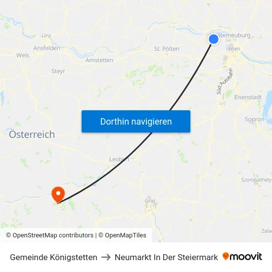 Gemeinde Königstetten to Neumarkt In Der Steiermark map