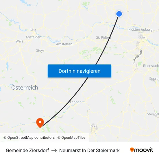 Gemeinde Ziersdorf to Neumarkt In Der Steiermark map