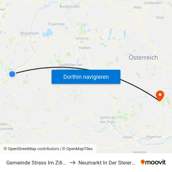 Gemeinde Strass Im Zillertal to Neumarkt In Der Steiermark map
