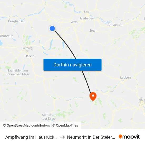 Ampflwang Im Hausruckwald to Neumarkt In Der Steiermark map