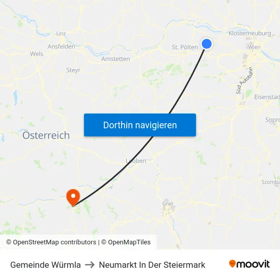 Gemeinde Würmla to Neumarkt In Der Steiermark map