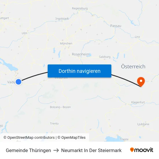 Gemeinde Thüringen to Neumarkt In Der Steiermark map