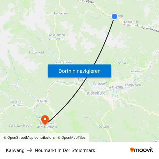 Kalwang to Neumarkt In Der Steiermark map