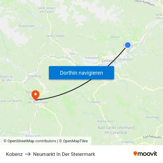Kobenz to Neumarkt In Der Steiermark map