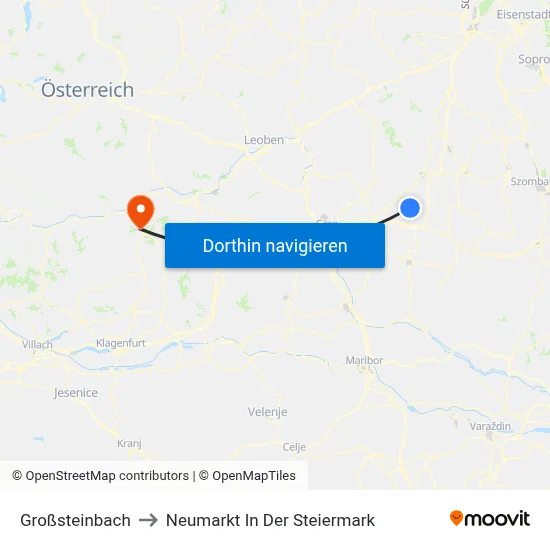 Großsteinbach to Neumarkt In Der Steiermark map