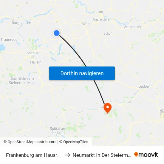 Frankenburg am Hausruck to Neumarkt In Der Steiermark map
