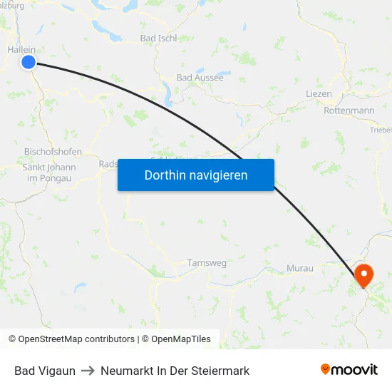Bad Vigaun to Neumarkt In Der Steiermark map