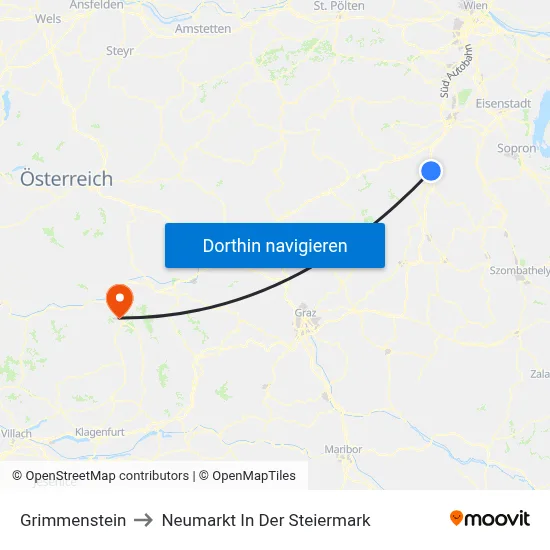 Grimmenstein to Neumarkt In Der Steiermark map