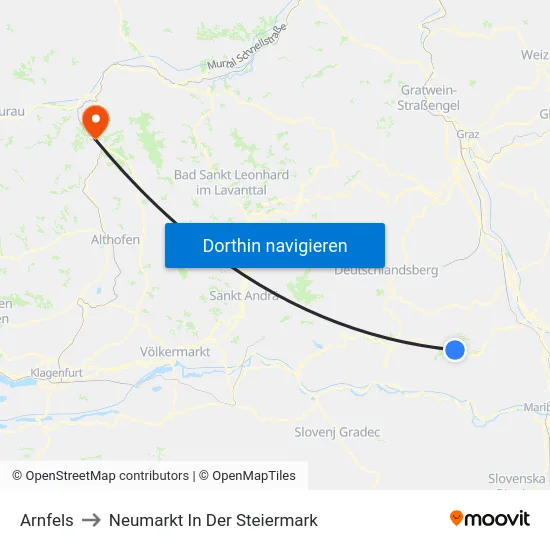 Arnfels to Neumarkt In Der Steiermark map