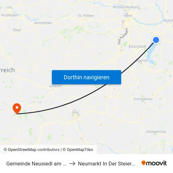 Gemeinde Neusiedl am See to Neumarkt In Der Steiermark map