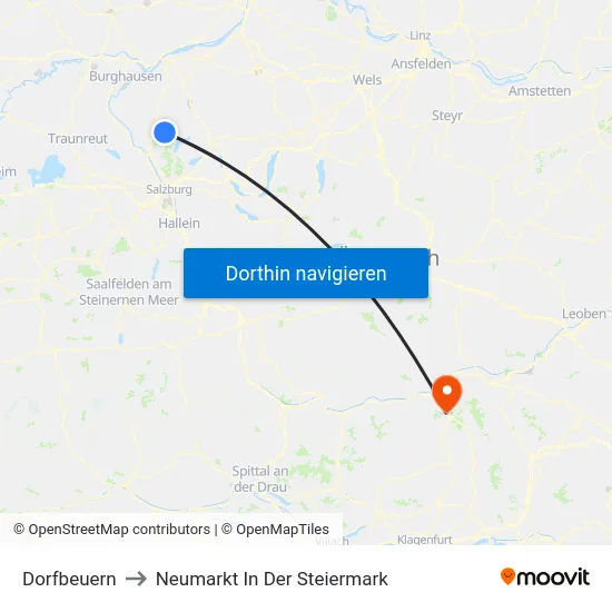 Dorfbeuern to Neumarkt In Der Steiermark map