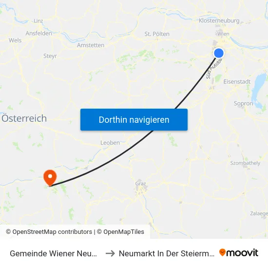 Gemeinde Wiener Neudorf to Neumarkt In Der Steiermark map