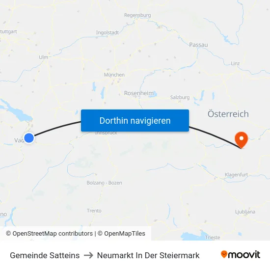Gemeinde Satteins to Neumarkt In Der Steiermark map