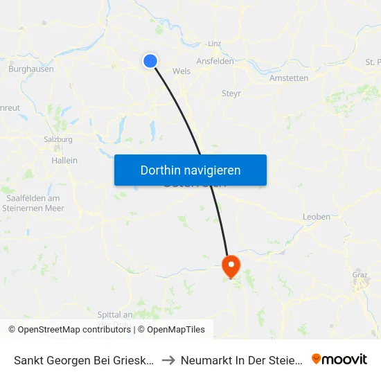 Sankt Georgen Bei Grieskirchen to Neumarkt In Der Steiermark map