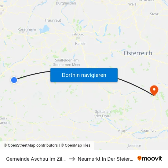 Gemeinde Aschau Im Zillertal to Neumarkt In Der Steiermark map