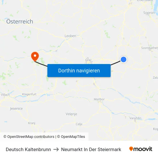 Deutsch Kaltenbrunn to Neumarkt In Der Steiermark map