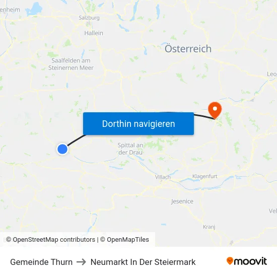 Gemeinde Thurn to Neumarkt In Der Steiermark map