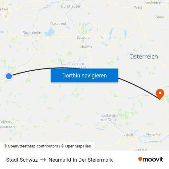 Stadt Schwaz to Neumarkt In Der Steiermark map