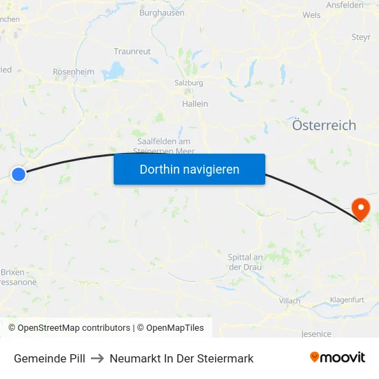 Gemeinde Pill to Neumarkt In Der Steiermark map